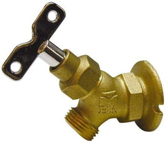 B&K Mueller - 3/4" Pipe, Brass Coated Brass Sillcock with Lockshield - Loosekey Handle, FNPT x GHT End Connections, 150 psi WOG Rating - Top Tool & Supply