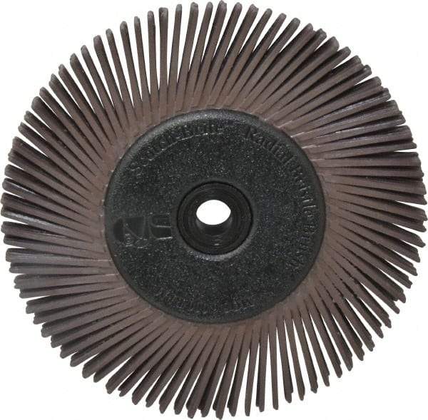 3M - 6" Diam, 1/2" Max Face Width, Plain Hole Radial Bristle Brush - 36 Grit, Very Coarse Grade, 6,000 Max RPM, Dark Brown - Top Tool & Supply