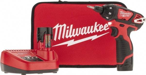 Milwaukee Tool - 12 Volts, Lithium-Ion Battery, Pistol Grip Cordless Screwdriver - 500 RPM, 150 Inch/Lbs. Torque - Top Tool & Supply