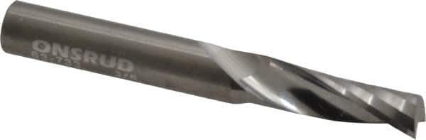 Onsrud - 3/8" Cutting Diam x 1-1/8" Length of Cut, 1 Flute, Upcut Spiral Router Bit - Uncoated, Right Hand Cut, Solid Carbide, 3" OAL x 3/8" Shank Diam, Single Edge, 21° Helix Angle - Top Tool & Supply