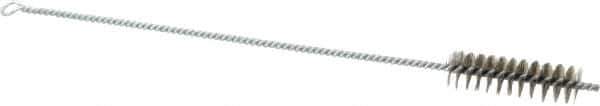 Schaefer Brush - 3" Long x 7/8" Diam Stainless Steel Long Handle Wire Tube Brush - Single Spiral, 15" OAL, 0.007" Wire Diam, 3/8" Shank Diam - Top Tool & Supply