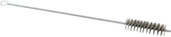 Schaefer Brush - 3" Long x 1" Diam Stainless Steel Long Handle Wire Tube Brush - Single Spiral, 15" OAL, 0.007" Wire Diam, 3/8" Shank Diam - Top Tool & Supply