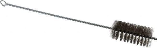 Schaefer Brush - 3" Long x 1-1/2" Diam Stainless Steel Long Handle Wire Tube Brush - Single Spiral, 15" OAL, 0.007" Wire Diam, 3/8" Shank Diam - Top Tool & Supply
