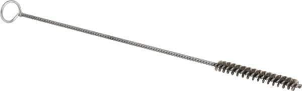 Schaefer Brush - 3" Long x 3/8" Diam Stainless Steel Long Handle Wire Tube Brush - Single Spiral, 27" OAL, 0.005" Wire Diam, 0.145" Shank Diam - Top Tool & Supply