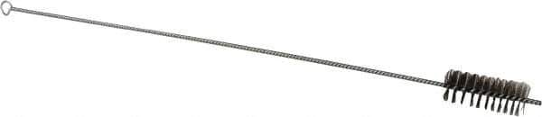 Schaefer Brush - 3" Long x 1-1/4" Diam Stainless Steel Long Handle Wire Tube Brush - Single Spiral, 27" OAL, 0.007" Wire Diam, 3/8" Shank Diam - Top Tool & Supply