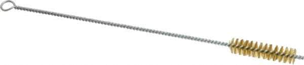 Schaefer Brush - 3" Long x 3/4" Diam Brass Long Handle Wire Tube Brush - Single Spiral, 15" OAL, 0.006" Wire Diam, 3/8" Shank Diam - Top Tool & Supply