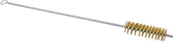 Schaefer Brush - 3" Long x 1" Diam Brass Long Handle Wire Tube Brush - Single Spiral, 15" OAL, 0.006" Wire Diam, 3/8" Shank Diam - Top Tool & Supply