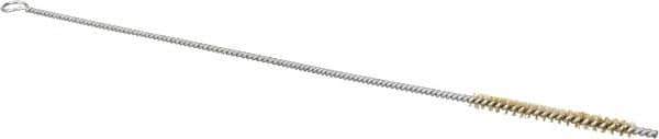 Schaefer Brush - 3" Long x 1/4" Diam Brass Long Handle Wire Tube Brush - Single Spiral, 27" OAL, 0.005" Wire Diam, 0.13" Shank Diam - Top Tool & Supply