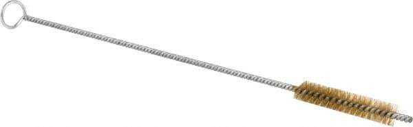 Schaefer Brush - 3" Long x 1/2" Diam Brass Long Handle Wire Tube Brush - Single Spiral, 27" OAL, 0.006" Wire Diam, 0.17" Shank Diam - Top Tool & Supply