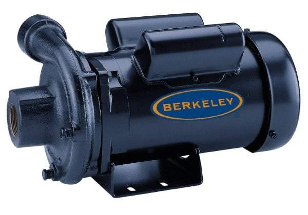 Berkeley - TEFC Motor, 230 Volt, 1 Phase, 2 HP, Cast Iron Straight Pump - 1-1/2 Inch Inlet, 1-1/4 Inch Outlet, 131 Max Head psi, Brass Impeller - Top Tool & Supply