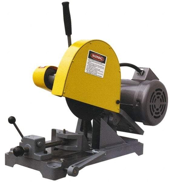 Kalamazoo - 10" Blade Diam, 5/8" Arbor Hole, Straight Chop & Cutoff Saw - 3 Phase, 3,450 RPM, 3 hp, 220/440 Volts, 1-1/2" in Solids at 90°, 2-1/2" in Pipe at 90° - Top Tool & Supply