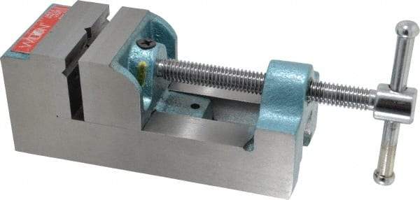 Wilton - 2-9/16" Jaw Opening Capacity x 1-1/2" Throat Depth, Horizontal Drill Press Vise - 2-1/2" Wide Jaw, Stationary Base, Standard Speed, 8-13/64" OAL x 3-3/4" Overall Height, Cast Iron - Top Tool & Supply