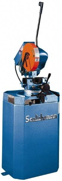 Scotchman - 2 Cutting Speeds, 10-3/4" Blade Diam, Cold Saw - 30 & 60 RPM Blade Speed, Floor Machine, 3 Phase, Compatible with Ferrous Material - Top Tool & Supply