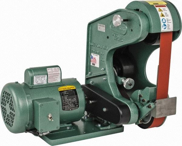 Burr King - 48 Inch Long x 2 Inch Wide Belt Grinder - 1 hp, 120 Volts, Vertical Belt, 6,000 Ft. per Min Belt Speed - Top Tool & Supply