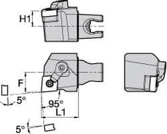 Kennametal - Right Hand Cut, Size KM25, CN.. Insert Compatiblity, External Modular Turning & Profiling Cutting Unit Head - 16mm Ctr to Cutting Edge, 30mm Head Length, Through Coolant, Series Kenloc - Top Tool & Supply