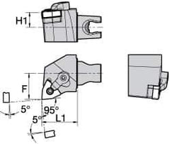 Kennametal - Right Hand Cut, Size KM25, WN.. Insert Compatiblity, External Modular Turning & Profiling Cutting Unit Head - 22mm Ctr to Cutting Edge, 30mm Head Length, Through Coolant, Series Kenloc - Top Tool & Supply