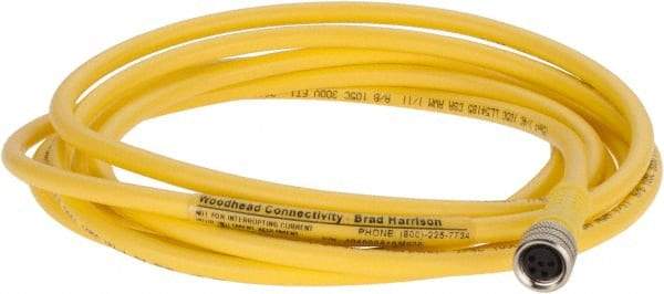 Brad Harrison - 3 Amp, M8 Female Straight to Pigtail Cordset Sensor and Receptacle - 60 VAC, 75 VDC, 2m Cable Length, IP68 Ingress Rating - Top Tool & Supply