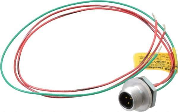 Brad Harrison - 4 Amp, 1/2-20 UNF Male Straight Receptacle - 250 VAC/VDC, 0.31m Cable Length, IP67 Ingress Rating - Top Tool & Supply