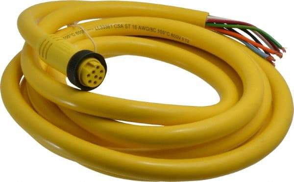 Brad Harrison - 7 Amp, Female Straight to Pigtail Cordset Sensor and Receptacle - 600 Volt, 3.66m Cable Length, IP67 Ingress Rating - Top Tool & Supply