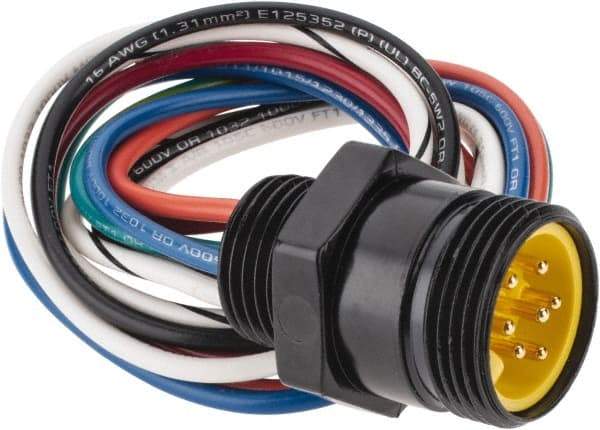 Brad Harrison - 8 Amp, Male Straight Receptacle - 600 VAC/VDC, 0.31m Cable Length, IP67 Ingress Rating - Top Tool & Supply