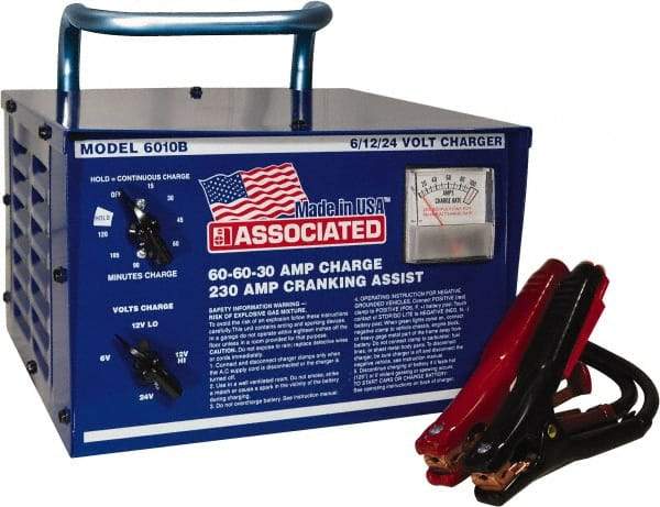 Associated Equipment - 6/12/24 Volt Battery Charger - 60 Amps/60 Amps/30 Amps, 230 Starter Amps - Top Tool & Supply