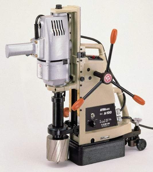 Nitto Kohki - 1-1/4" Chuck, 3" Travel, Portable Magnetic Drill Press - 330 RPM, 7.4 Amps, 2.5 hp, 1600 Watts, 230 Volts - Top Tool & Supply