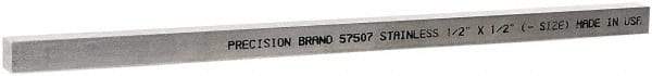 Value Collection - 12" Long x 1/2" High x 1/2" Wide, Plain Key Stock - Stainless Steel - Top Tool & Supply