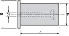 Kennametal - 1/2" ID x 1-1/4" OD, 1.417" Head Diam, Slotted Hydraulic Chuck Sleeve - Steel, 2.362" Length Under Head, Through Coolant - Exact Industrial Supply