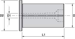 Kennametal - 5/8" ID x 1-1/4" OD, 1.417" Head Diam, Slotted Hydraulic Chuck Sleeve - Steel, 2.362" Length Under Head, Through Coolant - Exact Industrial Supply