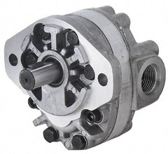 Parker - 7.3 GPM, 1-1/6-12 UNF-2B SAE Inlet Size, 2,500 RPM, 3/4" Shaft Diam, SAE A Mount, Hydraulic Gear Pump - 7.34 GPM at 1,800 RPM, 14.68 GPM at 3,600 RPM, 2,500 psi Max Working Pressure, 1-1/16-12 SAE Port Size - Top Tool & Supply