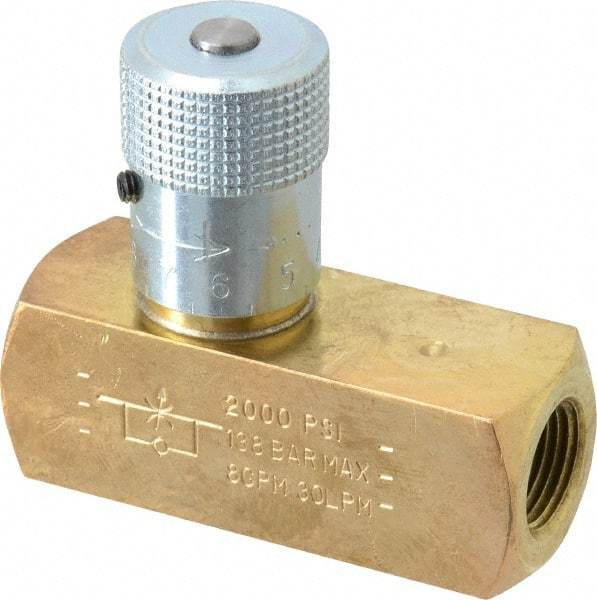 Parker - 8 GPM 3/8 Inlet Brass Hydraulic Control Valve - 3/8-18 Thread - Top Tool & Supply