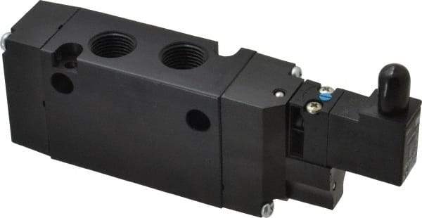 Parker - 3/8", 4-Way Body Ported Stacking Solenoid Valve - 24 VDC, 1.4 CV Rate, 2.4" High x 5.78" Long - Top Tool & Supply