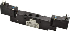 Parker - 1/8", 4-Way Body Ported Stacking Solenoid Valve - 24 VDC, 0.6 CV Rate, 2.14" High x 6.44" Long - Top Tool & Supply