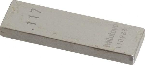 Mitutoyo - 0.117" Rectangular Steel Gage Block - Accuracy Grade 0, Includes Certificate of Inspection - Top Tool & Supply