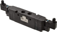 Parker - 3/8", 4-Way Body Ported Stacking Solenoid Valve - 24 VDC, 2.1 CV Rate, 9.35" Long - Top Tool & Supply