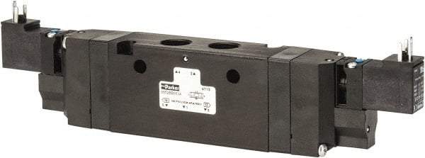 Parker - 4-Way Body Ported Stacking Solenoid Valve - 120 VAC, 2.1 CV Rate, 9.35" Long - Top Tool & Supply