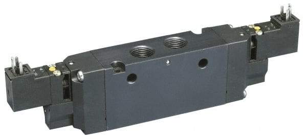 Parker - 4-Way Body Ported Stacking Solenoid Valve - 24 VDC, 5.9 CV Rate, 11.29" Long - Top Tool & Supply