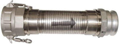 Kuriyama of America - 120" OAL, 4" ID, Flexible Metal Hose Assembly - 4" Fitting, Part A Adapter x Part D Coupler End Connections, Aluminum Fitting, 304 Stainless Steel Hose - Top Tool & Supply