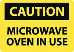 NMC - "Caution - Microwave Oven in Use", 7" Long x 10" Wide, Rigid Plastic Safety Sign - Rectangle, 0.05" Thick, Use for Accident Prevention - Top Tool & Supply