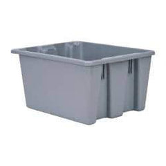 Rubbermaid - 1.3 Cu Ft, 100 Lb Load Capacity Gray Polyethylene Tote Container - Stacking, Nesting, 19-1/2" Long x 15-1/2" Wide x 10" High - Top Tool & Supply