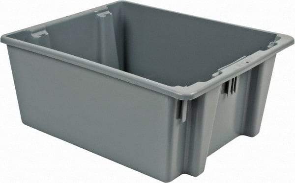 Rubbermaid - 2 Cu Ft, 100 Lb Load Capacity Gray Polyethylene Tote Container - Stacking, Nesting, 23-1/2" Long x 19-1/2" Wide x 10" High - Top Tool & Supply