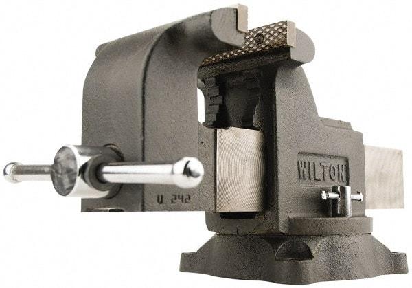 Wilton - 4" Jaw Width x 4" Jaw Opening Capacity, 2-3/4" Throat Depth, Bench & Pipe Combination Vise - 5/8 to 2" Pipe Capacity, Swivel Base, Bolt Down Attachment, Ductile Iron - Top Tool & Supply