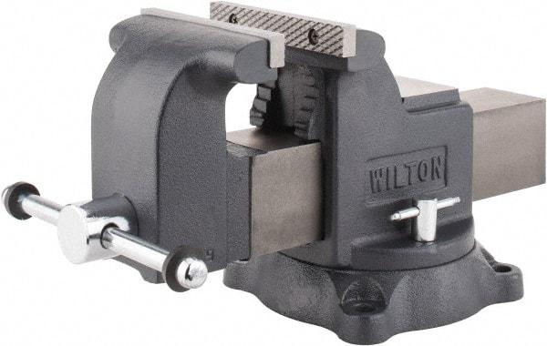 Wilton - 6" Jaw Width x 6" Jaw Opening Capacity, 3-1/2" Throat Depth, Bench & Pipe Combination Vise - 5/8 to 2-1/2" Pipe Capacity, Swivel Base, Bolt Down Attachment, Ductile Iron - Top Tool & Supply