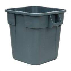 Rubbermaid - 28 Gal Gray Square Trash Can - Polyethylene, 22-1/2" High x 21-1/2" Long x 21-1/2" Wide - Top Tool & Supply