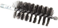 Schaefer Brush - 4-1/2" Brush Length, 2-1/4" Diam, Double Stem, Single Spiral Flue Brush - 7-1/2" Long, Tempered Steel Wire, 1/4" NPSM Male Connection - Top Tool & Supply