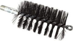 Schaefer Brush - 4-1/2" Brush Length, 2-3/4" Diam, Double Stem, Single Spiral Flue Brush - 7-1/2" Long, Tempered Steel Wire, 1/4" NPSM Male Connection - Top Tool & Supply