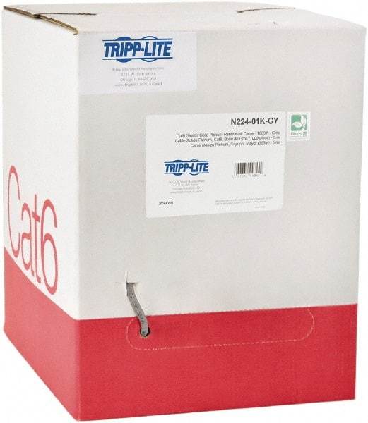 Tripp-Lite - Cat6, 24 AWG, 8 Wires, 550 MHz, Unshielded Network & Ethernet Cable - Gray, PVC, 1,000' OAL - Top Tool & Supply