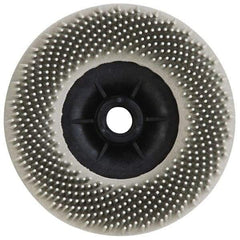 3M - 4-1/2" 120 Grit Ceramic Straight Disc Brush - Fine Grade, Threaded Hole Connector, 3/4" Trim Length, 5/8-11 Threaded Arbor Hole - Top Tool & Supply