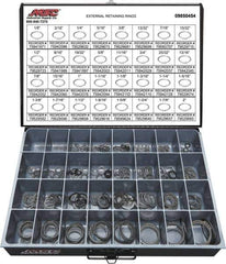 Value Collection - 665 Piece, 1/8 to 2", SpRing Assortment Steel, Snap External Retaining Ring Assortment - Includes Compartmented Case - Top Tool & Supply