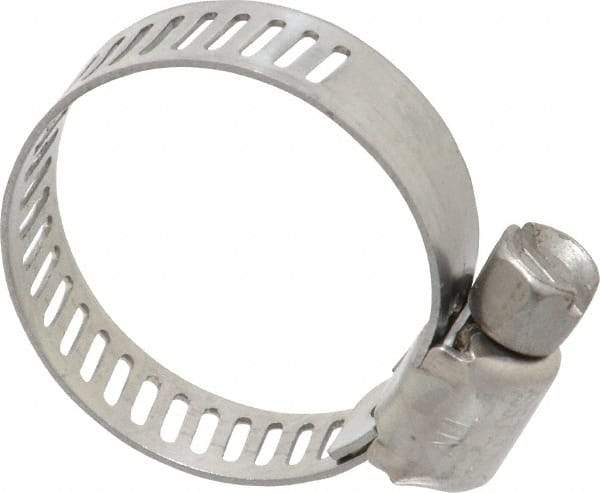 IDEAL TRIDON - SAE Size 8, 7/16 to 1" Diam, Stainless Steel Miniature Worm Drive Clamp - 5/16" Wide, Material Grade 301, Series 350 - Top Tool & Supply